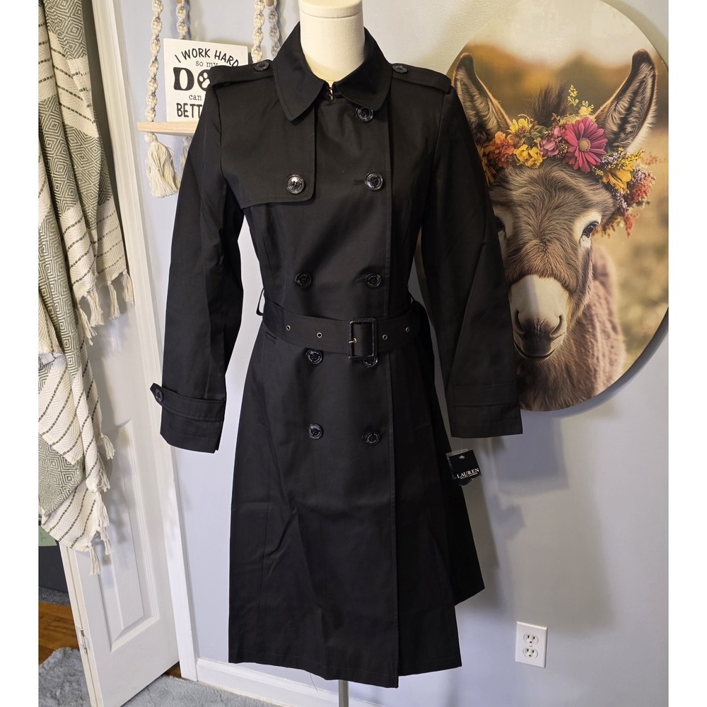 Lauren Ralph Lauren Belted Double Breasted Trench Coat Size XXL Water Resistant